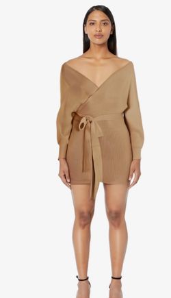 NWT: ZESICA Women's Long Batwing Sleeve Wrap V Neck Sweater Dress Medium Cocktail Dress