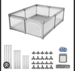 Large Grey Baby Playpen with Mesh Sides