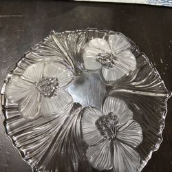 FINAL SALE! Mikasa Hibiscus Frosted And Clear Crystal Serving Bowl 9in