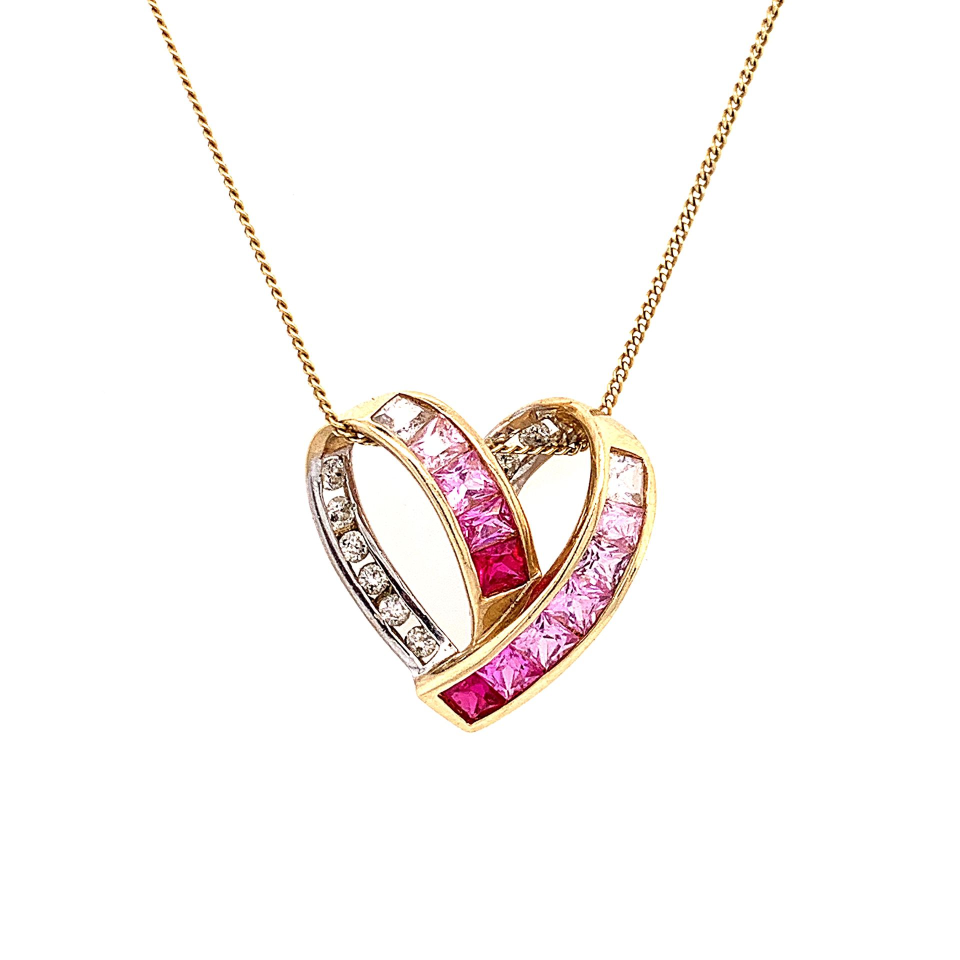 10k/925 Pink Gem Heart Necklace