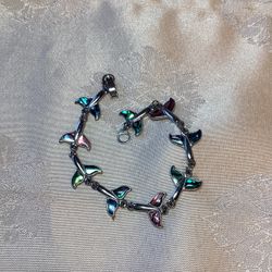 Silver Tone Abolone Bracelet 7”