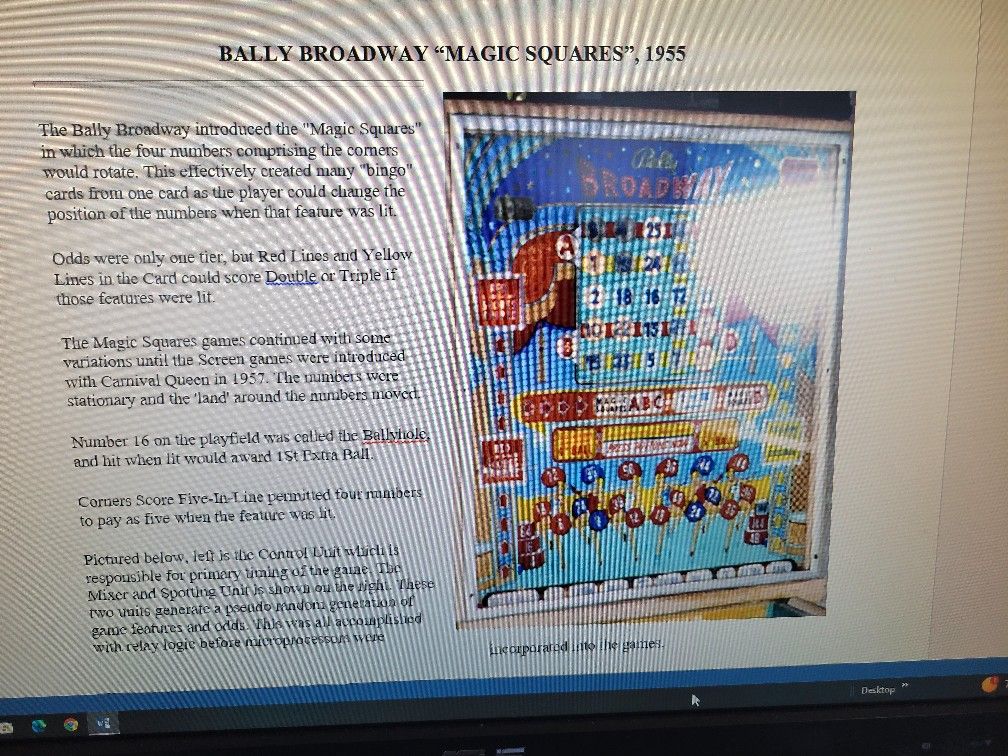 Antique Bally Broadway "Magic Squares" Pinball Machine 1955