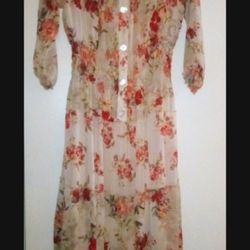 BEAUTIFUL LINED FLORAL MIDI DRESS SIZE LARGE 