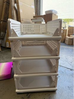 4 Pack Stackable Closet Storage Basket