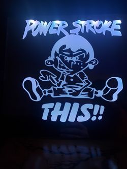 Power stroke this etched lighted mirror