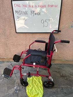 Medline Transport Wheelchair 19" Wide 300 lbs