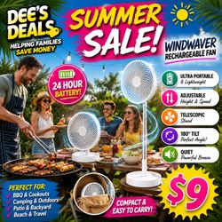 Rechargeable Portable Fan $9 24 hour battery