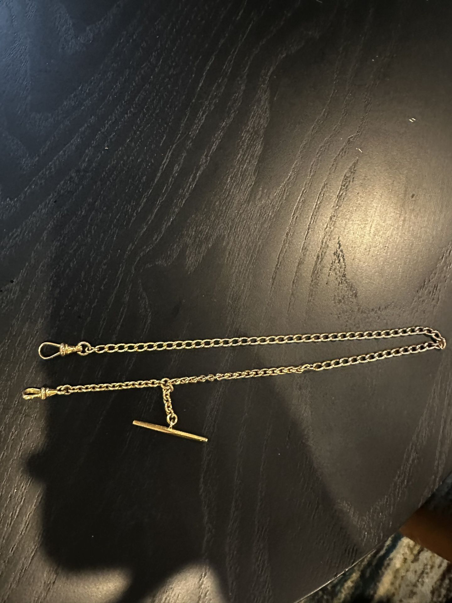 Gold Filled Vintage Watch Chain With Dog Clip And T Bar