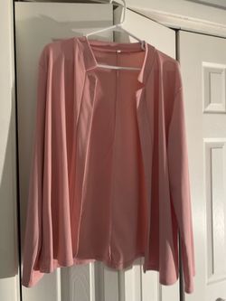 Pink Open-Front Cardigan Long Sleeve
