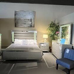 King Bed, Dresser, Mirror And Nightstand 