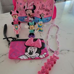 NEW DISNEY PURSE, WALLET, CHARACTERS AND DISNEYLAND MINNIE BRACELET  SEE DESCRIPTION 