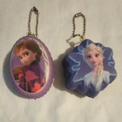 2 DISNEY 2O19 FROZEN 2 ELSA & ANNA SOFT SQUISHY KEYCHAIN CHARMS