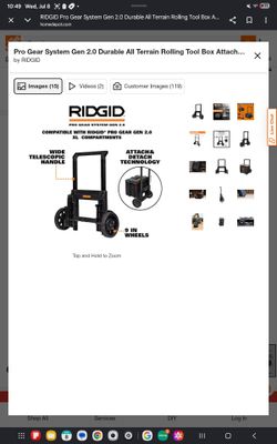 Rigid brand telescoping handle for rolling toolbox