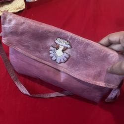 Pink real leather bag