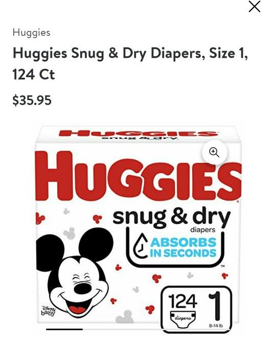 HUGGIES SIZE 1 DIAPERS NEW BOX