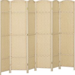 6 Panel Room Divider Tan 5.6ft