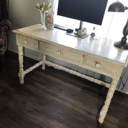 Vintage Shabby Chic Crackle Desk Spiral Legs