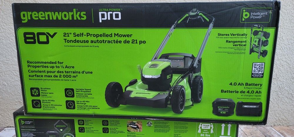 Brand NEW * Factory Sealed * Greenworks 21" 80V Self-Propelled Cordless Lawn Mower