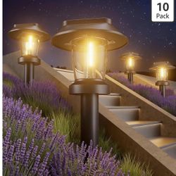 Solar Pathway Lights Outdoor - 10 Pack Solar Powered Garden Lights Waterproof IP65, Decor Landscape Lighting with Three Lighting Modes for Yard, Lawn,