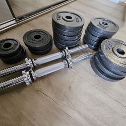 Adjustable Dumbbell Set with Cast Iron Plates