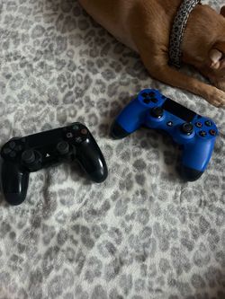 Black and Blue PS4 Controllers