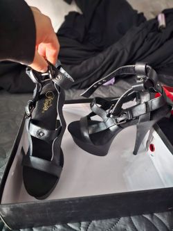 Brand new never worn Pleaser Black Strappy Platform Stiletto Heels
