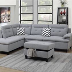 Gorgeous 3 Piece Sectional and Ottoman with Storage