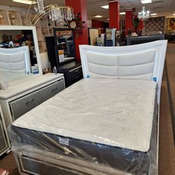 Queen Bed Dresser and Mirror 