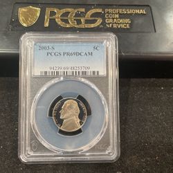2003 S Gem Proof Jefferson Nickel Graded At PR69 With A Deep Cameo 12-10