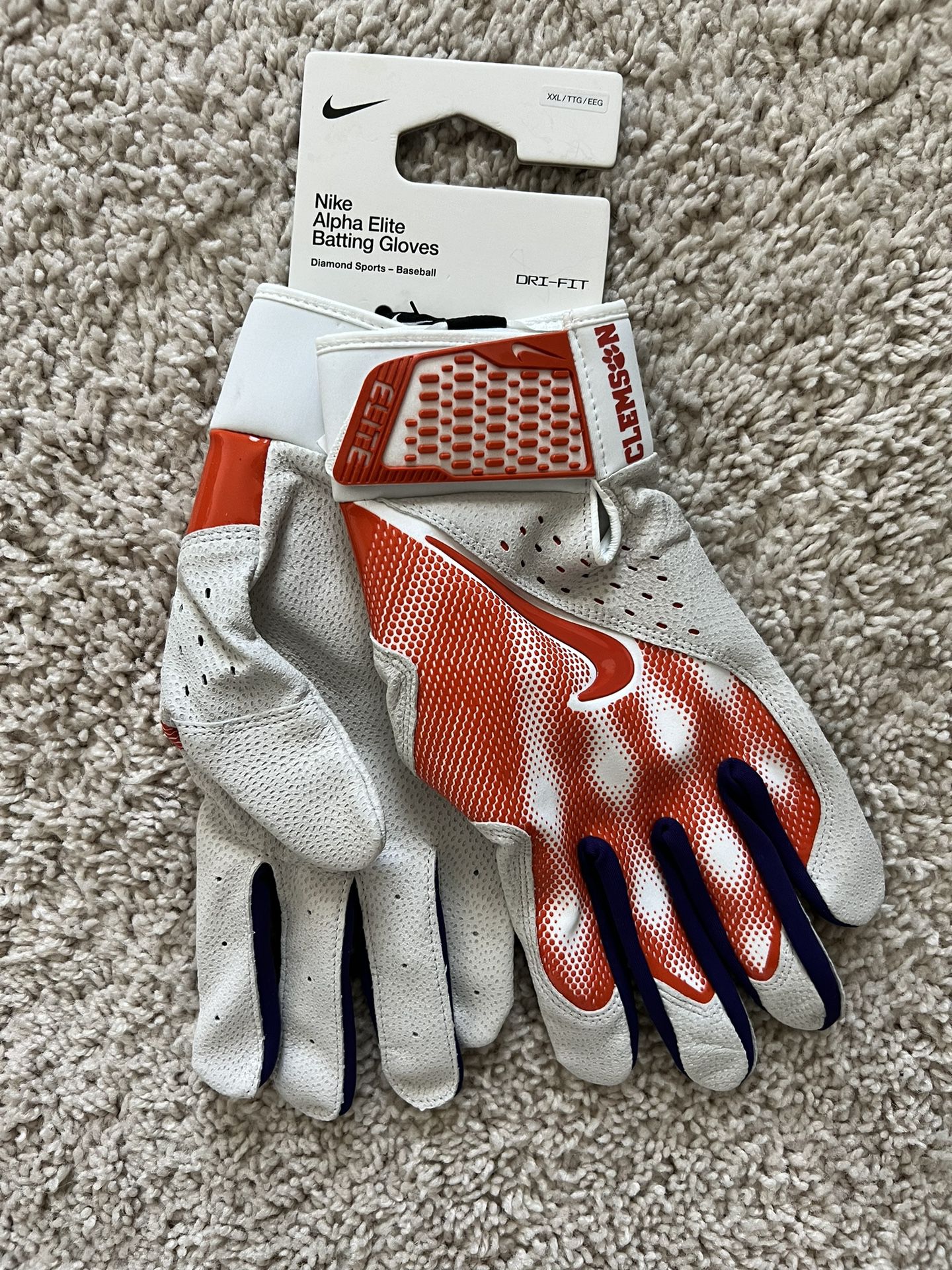 Nike Alpha Elite Clemson Orange Batting Gloves
