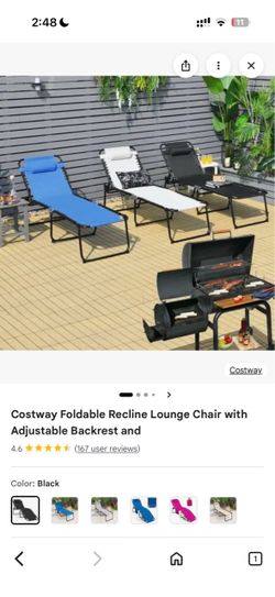 Costway Foldable Reclining Lounge Chair