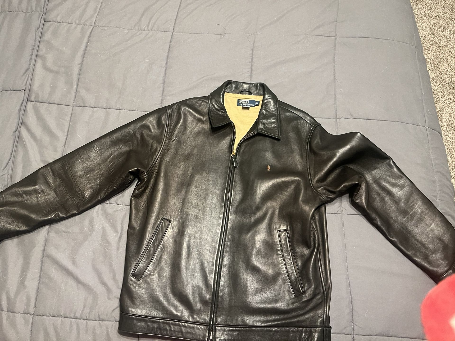 Polo Ralph Lauren Black Leather Jacket - Large