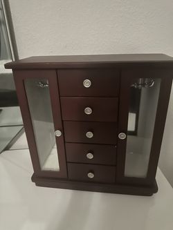 Wooden Jewelry Box with Mirror Doors & Drawers – Elegant Storage Organizer