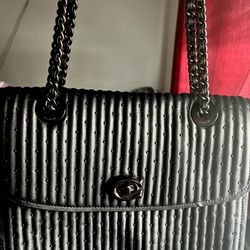 Coach Black Quilted Chain Purse  -Elegant – Like New”