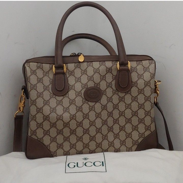 Authentic Vintage Gucci Interlocking GG Monogram Supreme Boston Satchel Shoulder Bag