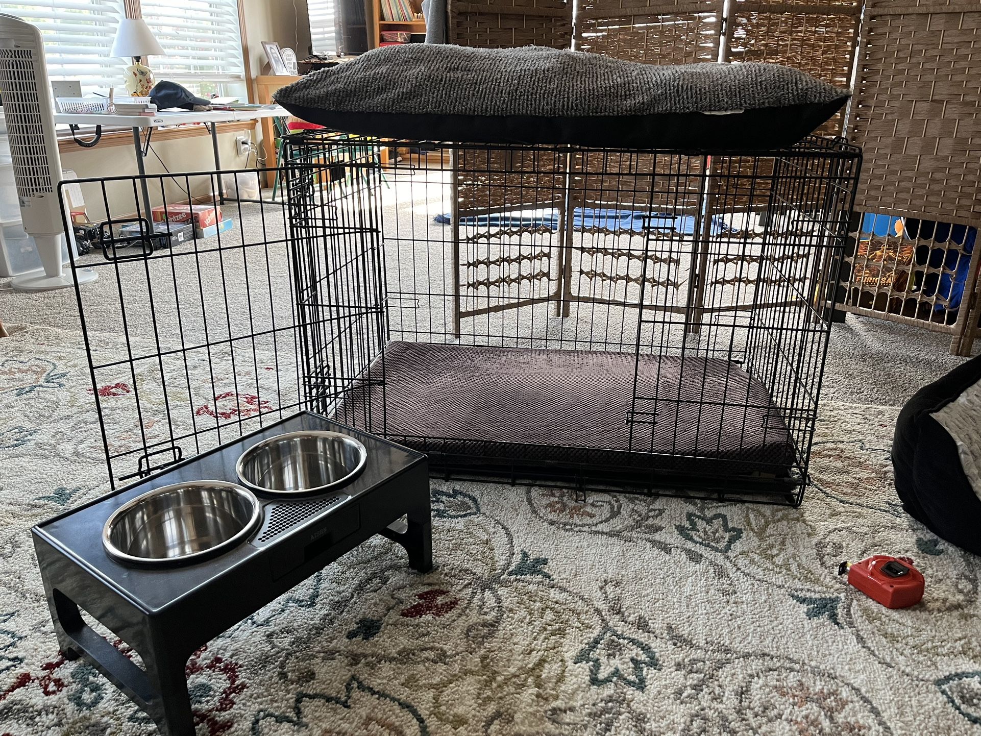 Dog Crate And Items