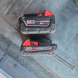 Milwaukee XC 5.0AH And CP 2.0AH battery's 