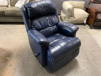 Navy Blue Faux Leather Manual Recliner