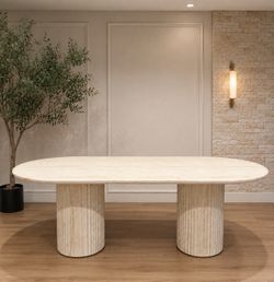 Travertine dining table