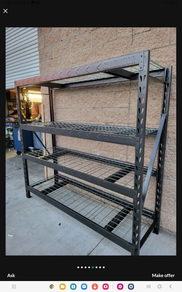 GLADIATOR 4-TIER WELDED STEEL GARAGE STORAGE SHELVING UTILITY 87" IN W X 72 "IN H X 24"IN D