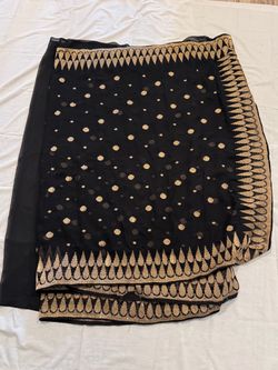 Black and Gold Embroidered Saree