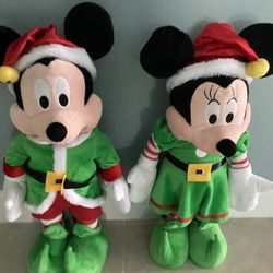 Disney Mickey and Minnie Mouse Christmas Elf Porch Greeters   