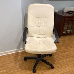 IKEA White Leather Rolling Desk Chair