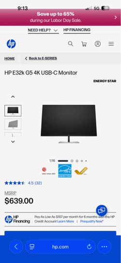 32” HP 4K Monitor. Brand New in Box