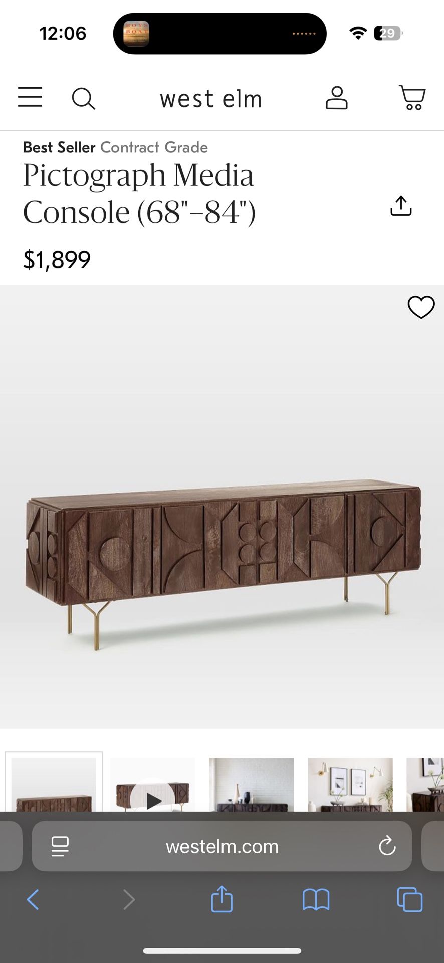 West Elm Pictograph Media Console 84” Wide