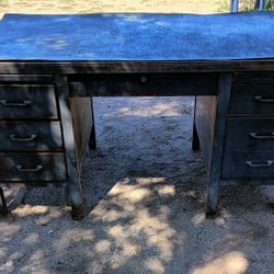 Vintage Military Green Metal Desk