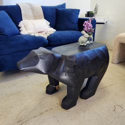 Hand-Carved Reclaimed Wood Bear Shaped Table