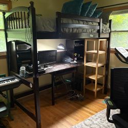 Loft Bed Over Desk - Dark Brown