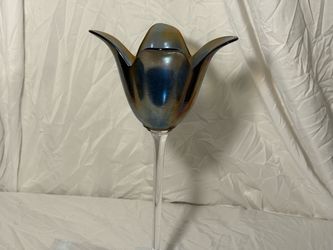 Iridescent Art Glass Tulip Flower Vase