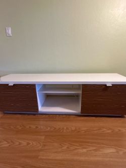 TV Stand / TV Table with Drawers / Wood & White
